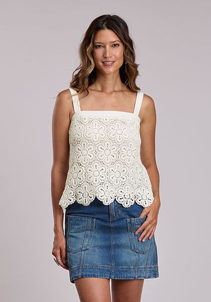 Crochet Tank Top Sleeveless Shirt - Women&#39;s - Stetson