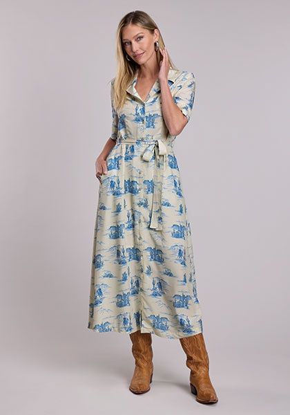 Western Style Dress Stetson Prints Flat Rayon - Women&#39;s - Stetson