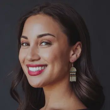 Gold &amp; Taupe Beaded Earrings