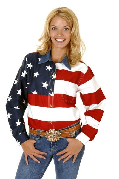Stars &amp; Stripes Pieced America/L/S Shirt/Unique American Designs - Women&#39;s - Stetson