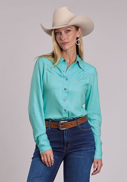 Fancy Deep Curved F/B Yokes/L/S Shirt/Stetson Basic Solids - Women&#39;s - Stetson