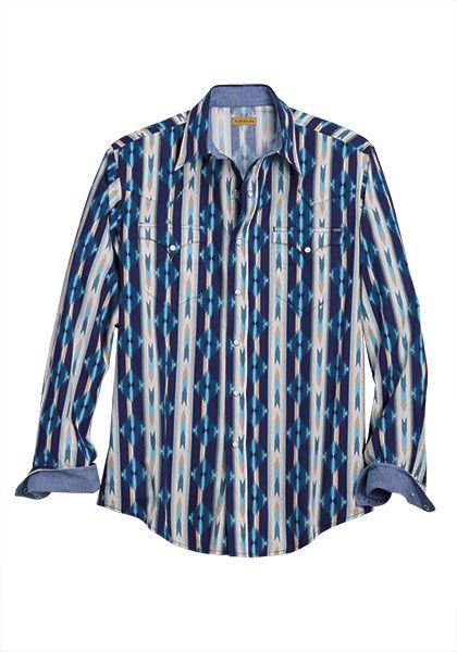 Retro Aztec Stripe/L/S Shirt/Tin Haul Prt Vertical Aztec - Men&#39;s - Stetson