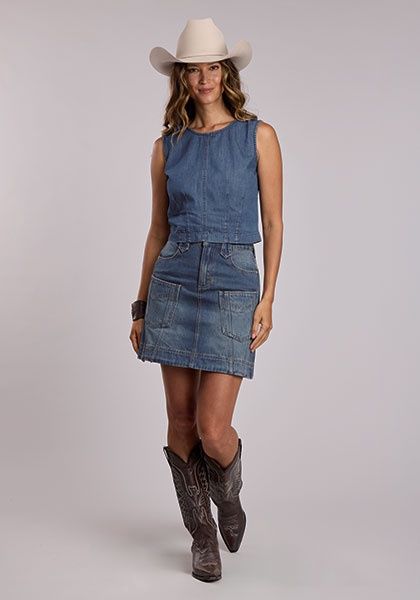 Denim Mini Skirt - Womens