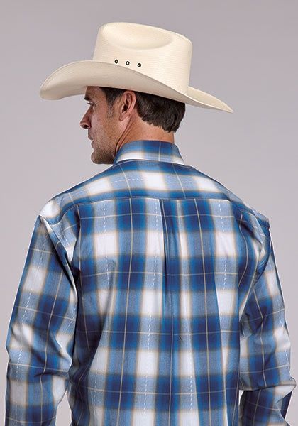 Azure Ombre Plaid Shirt - Blue- Stetson