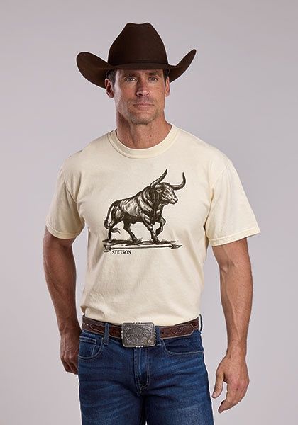 Charging Bull w/Arrow Garment Dyed Heavyweight/Unisex T-Shirt - Men&#39;s - Stetson