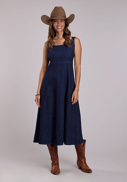 Mid Length Zipper Back/Dress/Stretch Denim Fabric - Women&#39;s - Stetson