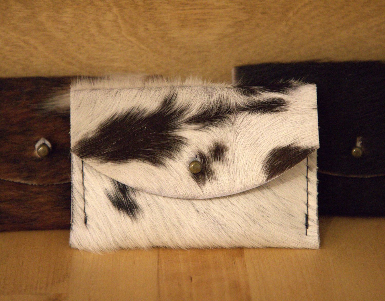 Cowhide Card Wallet - Hawks and Doves, COLOR: Black and White Spots