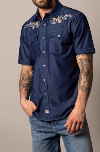 Leland S/S Shirt - Indigo - Men's - Kimes Ranch, Size: M