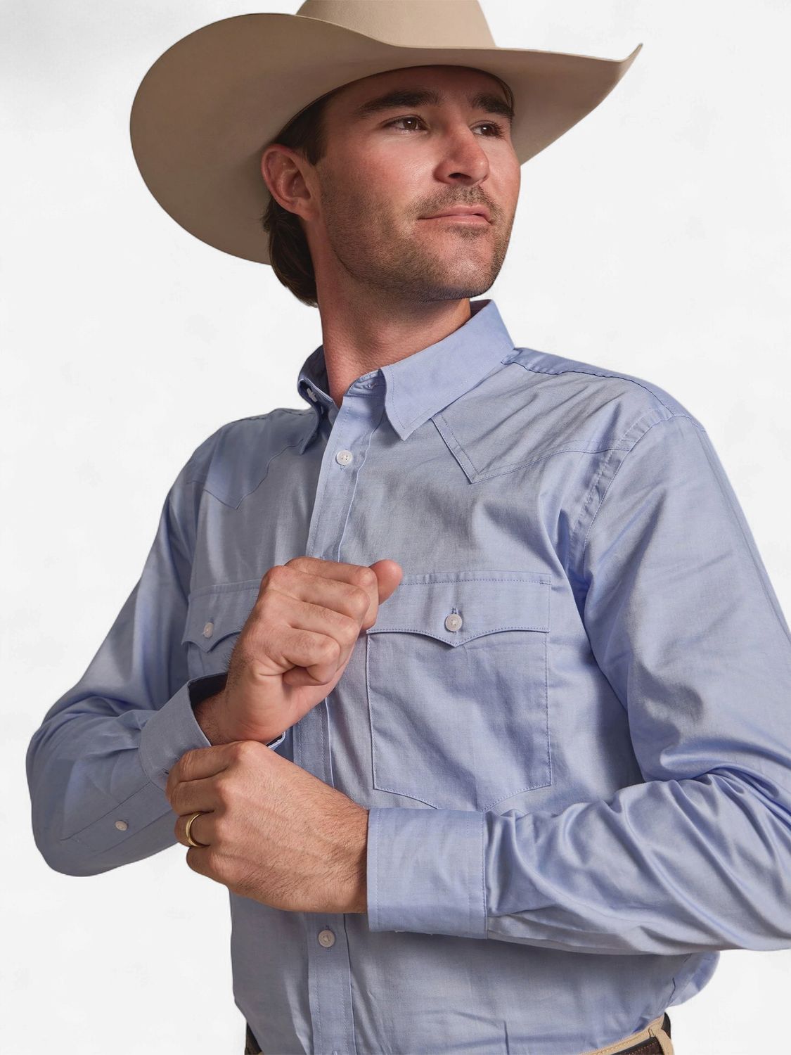 Classic Western Pinpoint Button Down - Blue