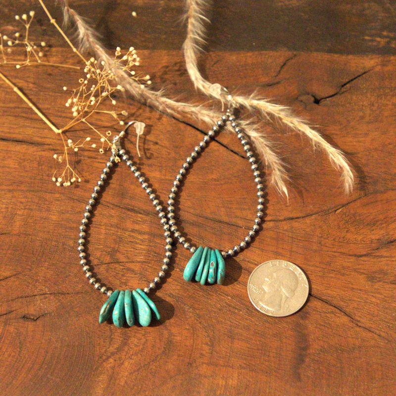 Long Sterling silver + teardrop turquoise earrings
