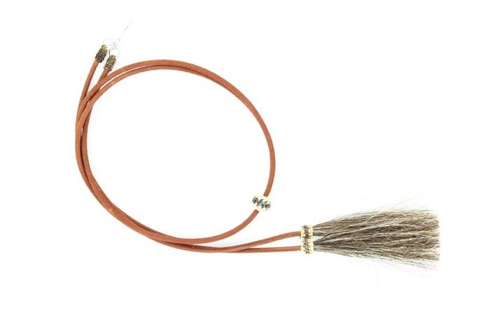 Leather Stampede Strings with Horsehair Tassels, STYLE: Brown