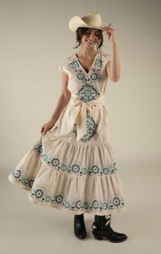 The Emilia Dress, Colour: IVORY - TEAL, Size: X-Small