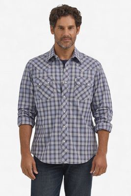 Stonewash Blue Long Sleeve Shirt - Wrangler Men's Stonewash Blue Long Sleeve Shirt - Wrangler Men's
