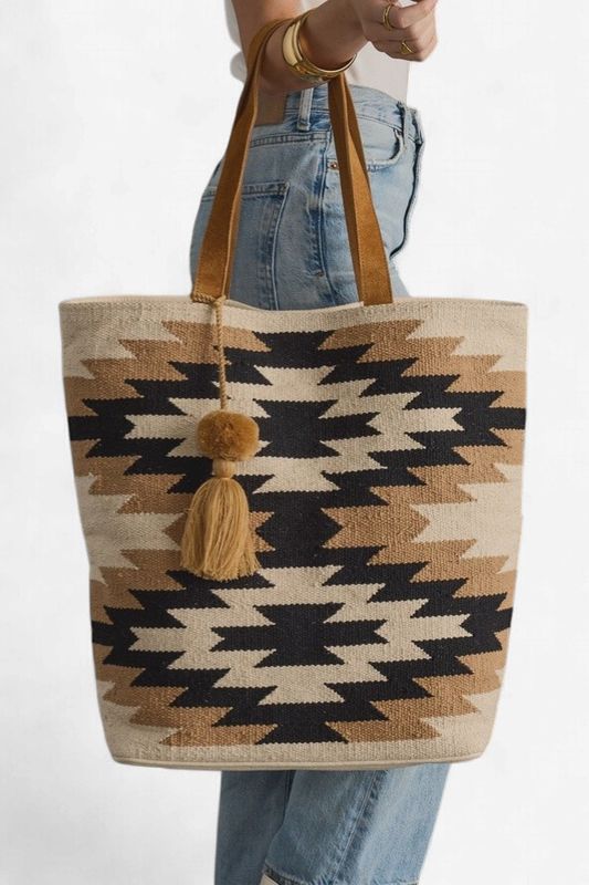 Cream, Black &amp; Tan Western Tote - Panache Apparel