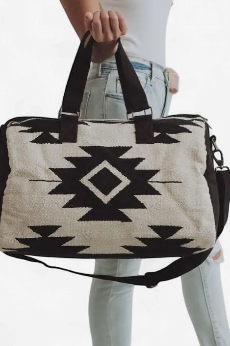 Cream &amp; Black Aztec Duffel - Panache Apparel