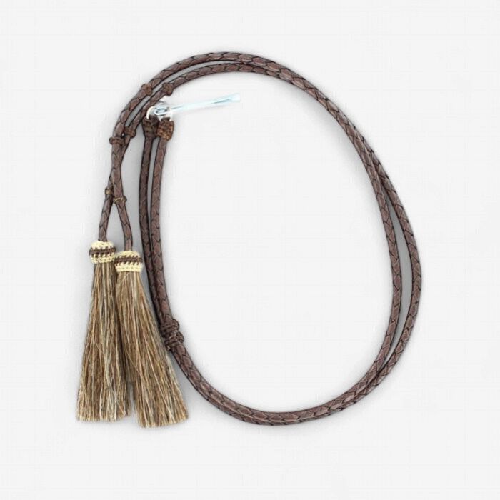 Braided Leather Stampede Strings with Horsehair Tassels