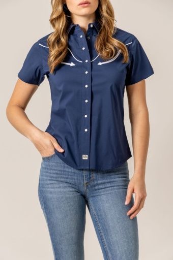 Long Horn Top - Navy - Women's - Kimes Ranch, Size: XS