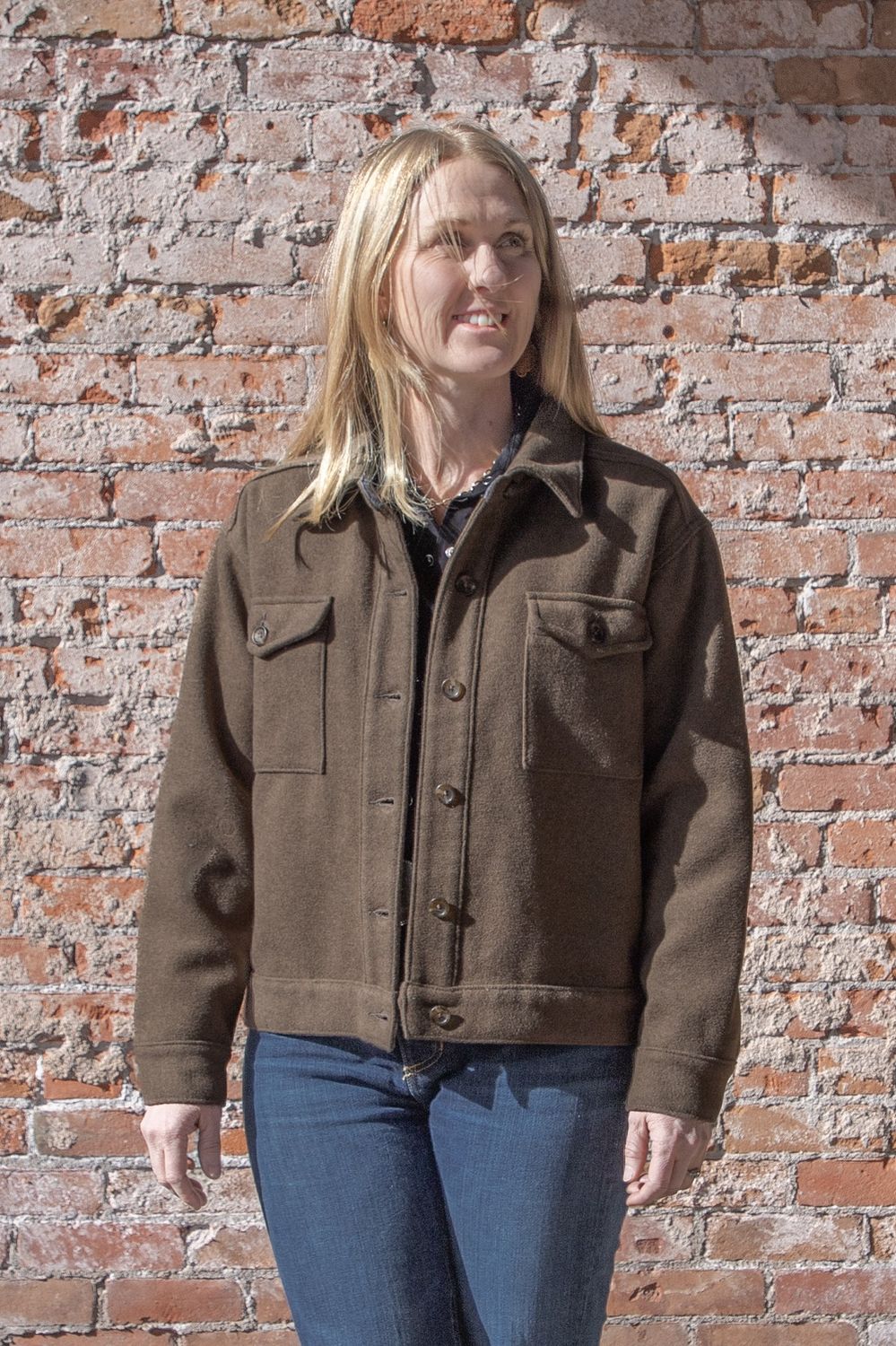 Wool Blend Military Jacket - Brown - Women's - Purnell Wool Blend Military Jacket - Brown - Women's - Purnell
