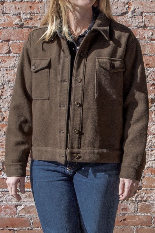 Wool Blend Military Jacket - Brown - Women's - Purnell