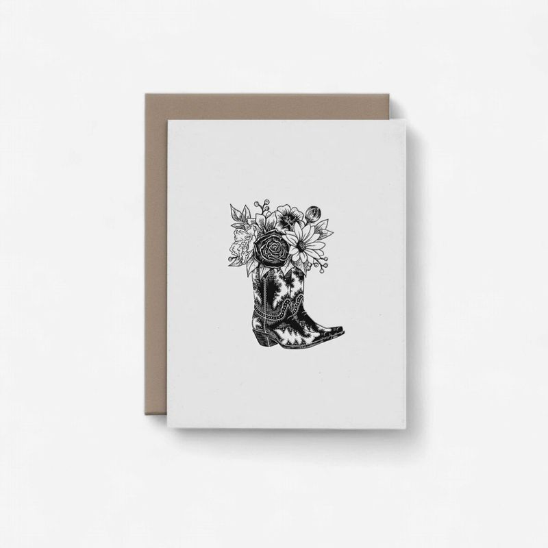 Cowboy Boots with Flowers Greeting Card