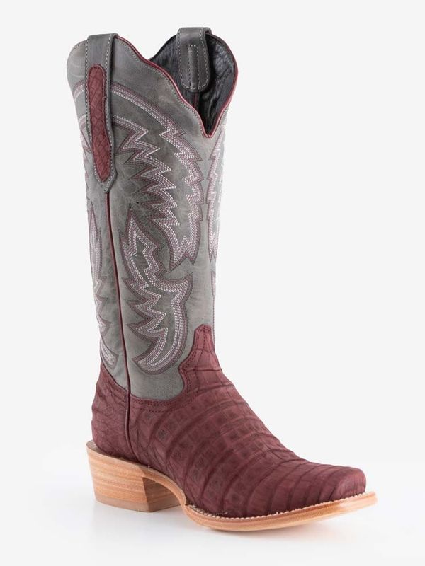 R. Watson Women's Nubuck Rhubarb Caiman Belly Boot