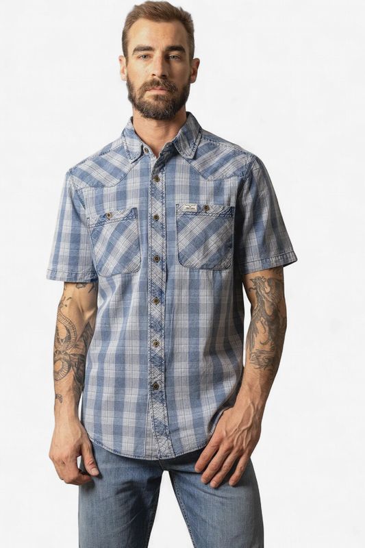 Shifter Shirt - Indigo Plaid - Kimes Ranch