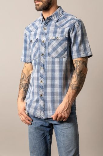 Shifter Shirt - Indigo Plaid - Kimes Ranch, Size: M