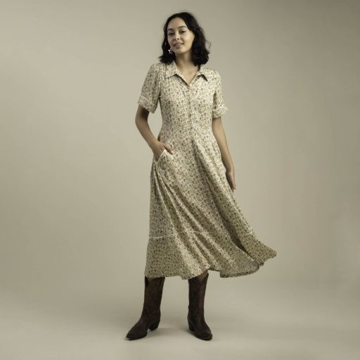 La Dahlia Dress, Colour: DESERT ROSE - CREAM, Size: X-Small