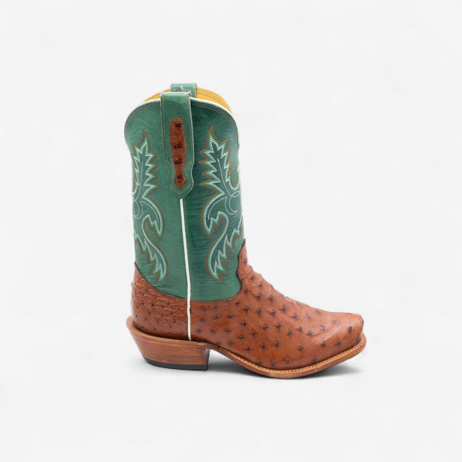 Fenoglio Women's Cognac Full Quill with Turquoise Eagle Boots