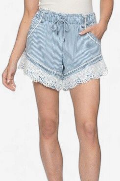 Jolene Drawstring Short with Lace Hem - Flag &amp; Anthem