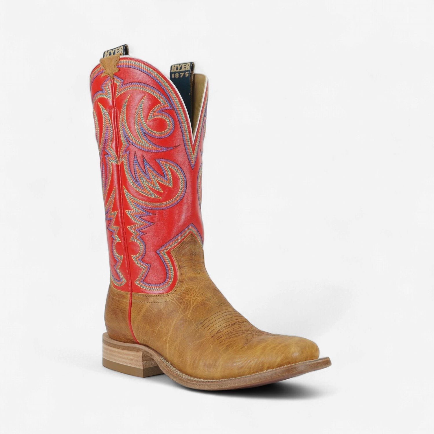 Hyer Men's Sawyer Boot Tan Oiled Shoulder and Red Goat