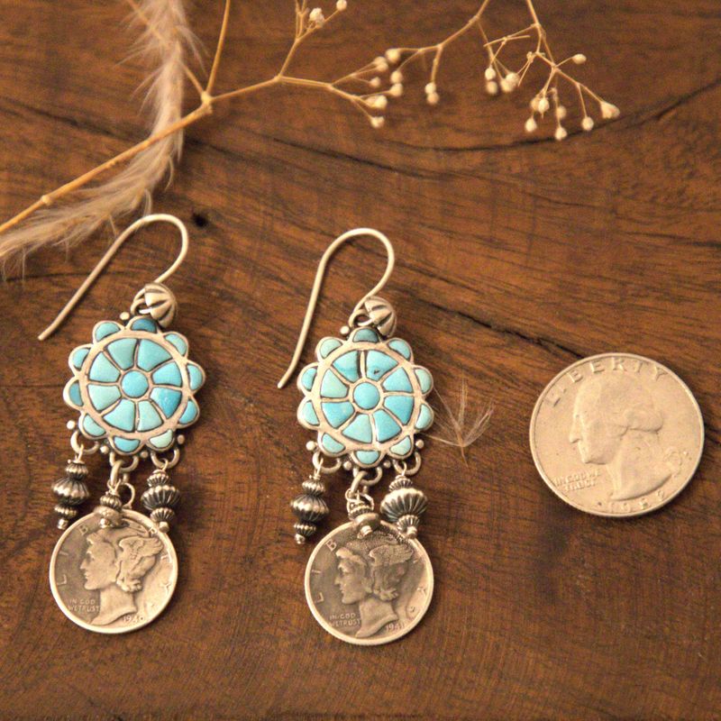 Turquoise Revival Coin Earrings