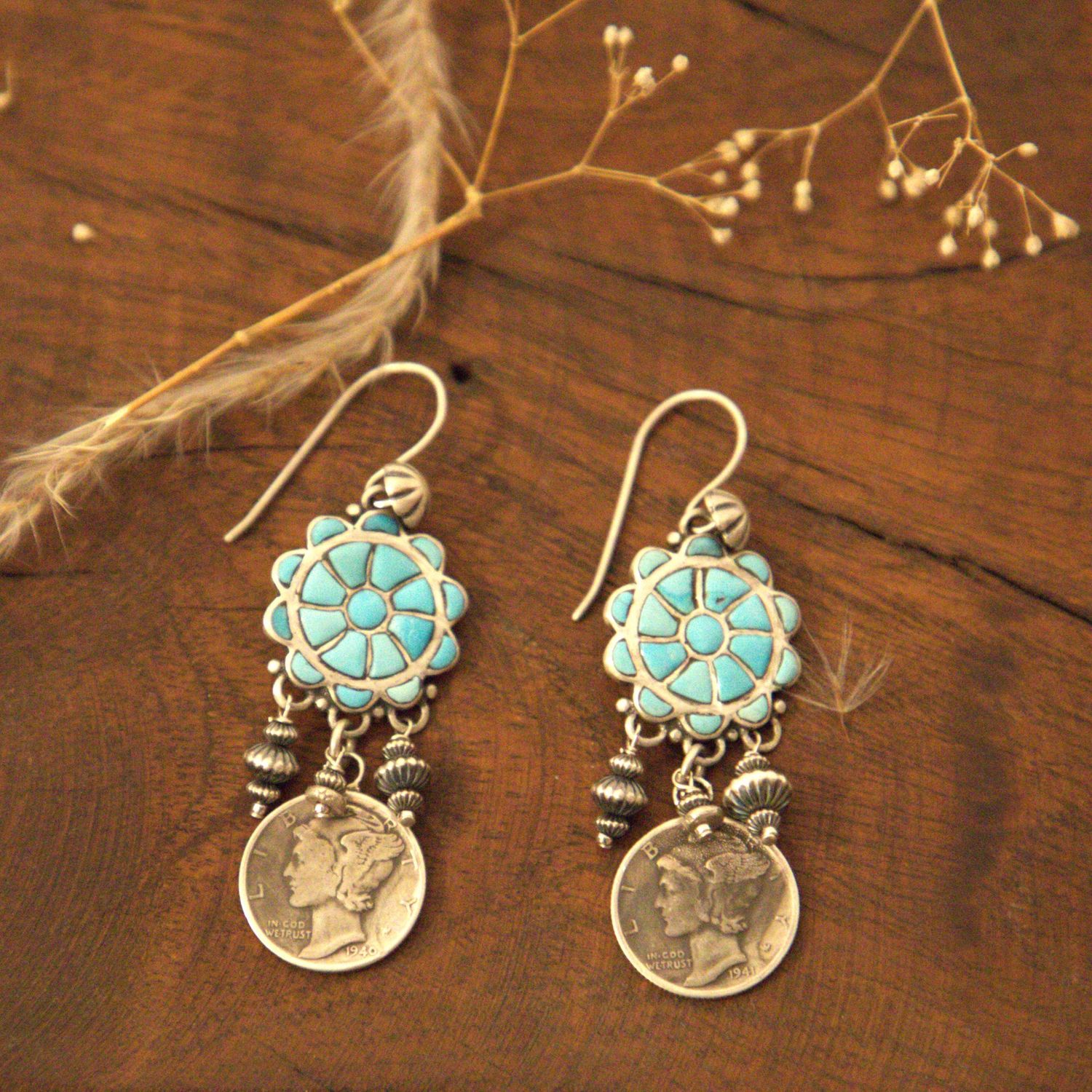 Turquoise Revival Coin Earrings