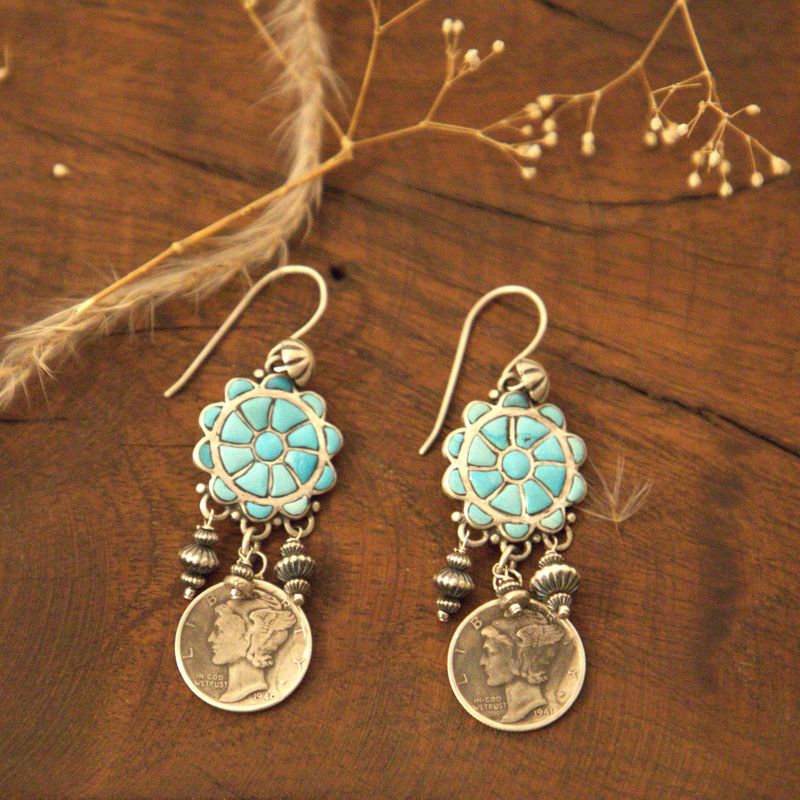 Turquoise Revival Coin Earrings