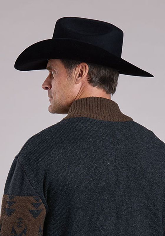 Grey Wool Blend Quarter Zip Sweater - Men's - Stetson