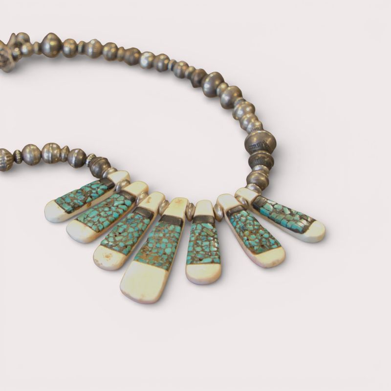 Turquoise &amp; White Revival Necklace with Pearls