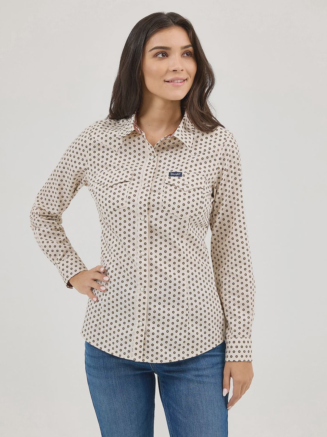 All Occasion Western Snap Shirt - Women's - Wrangler All Occasion Western Snap Shirt - Women's - Wrangler, COLOR: Mosaic, Size: XS