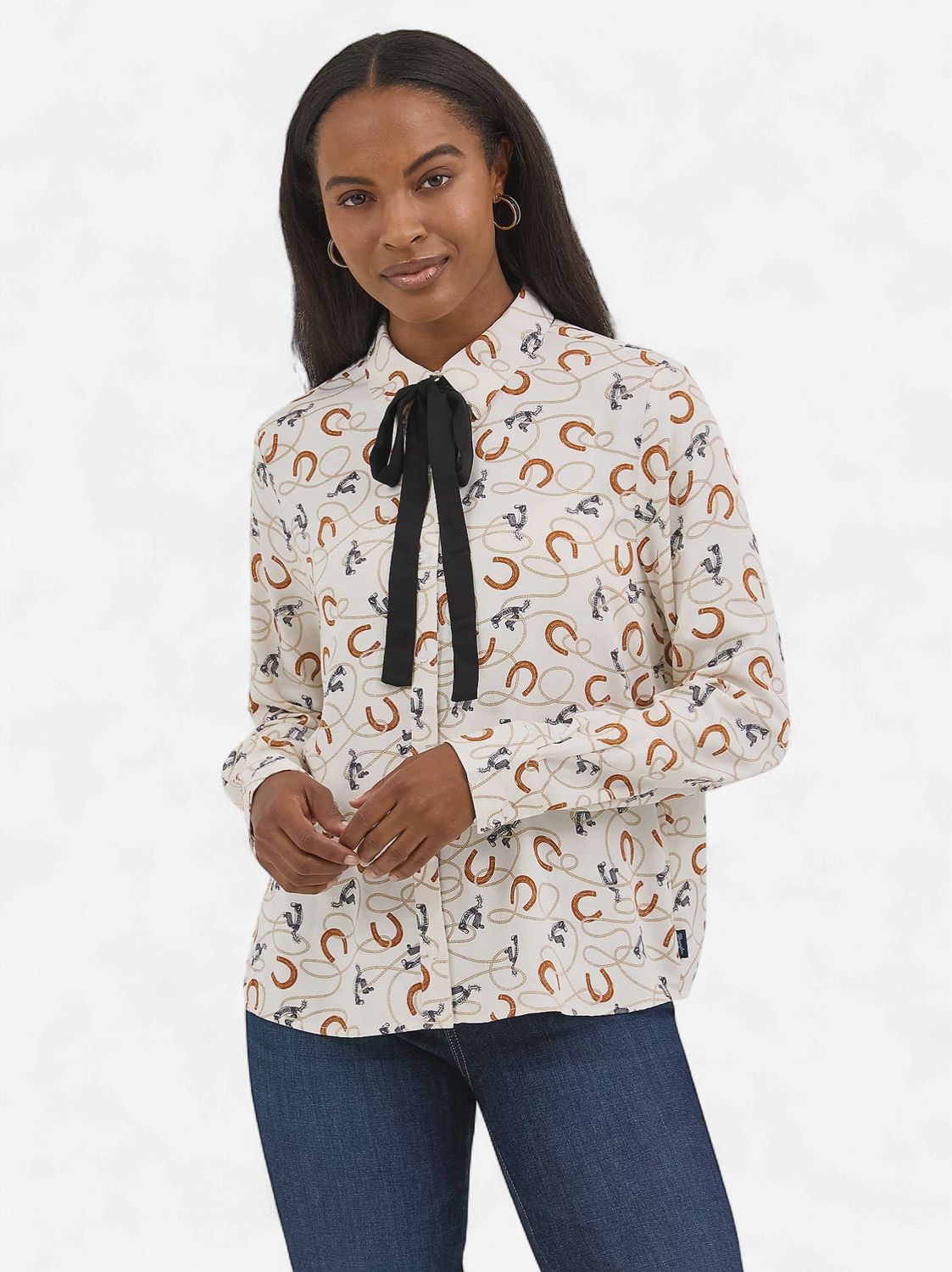 Women's Wrangler Tie Neck Blouse