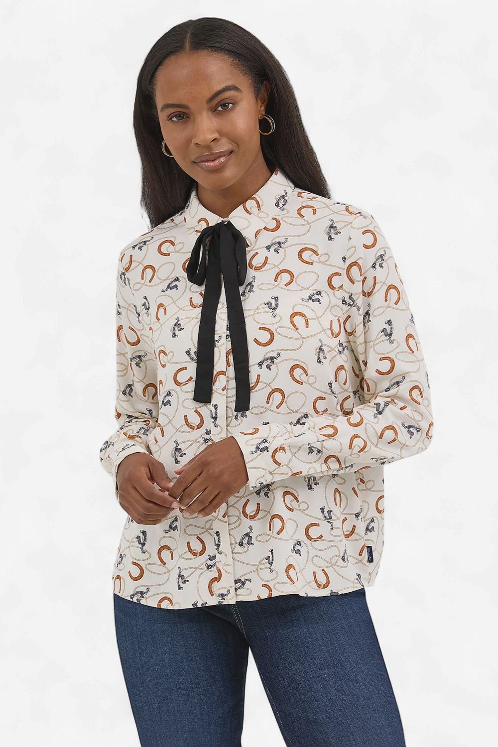 Women's Wrangler Tie Neck Blouse