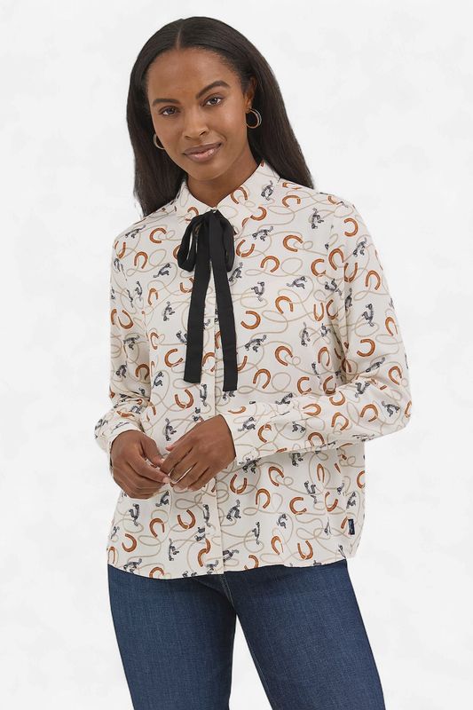 Women's Wrangler Tie Neck Blouse