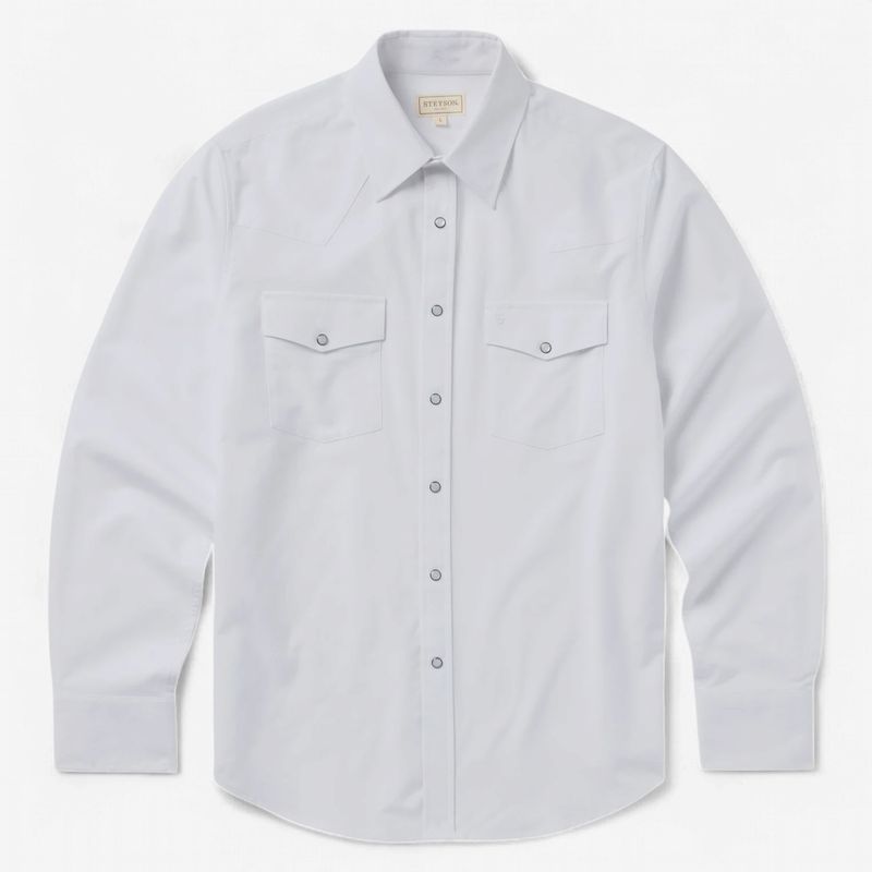 Stetson White Oxford Western Shirt - Men's - Stetson
