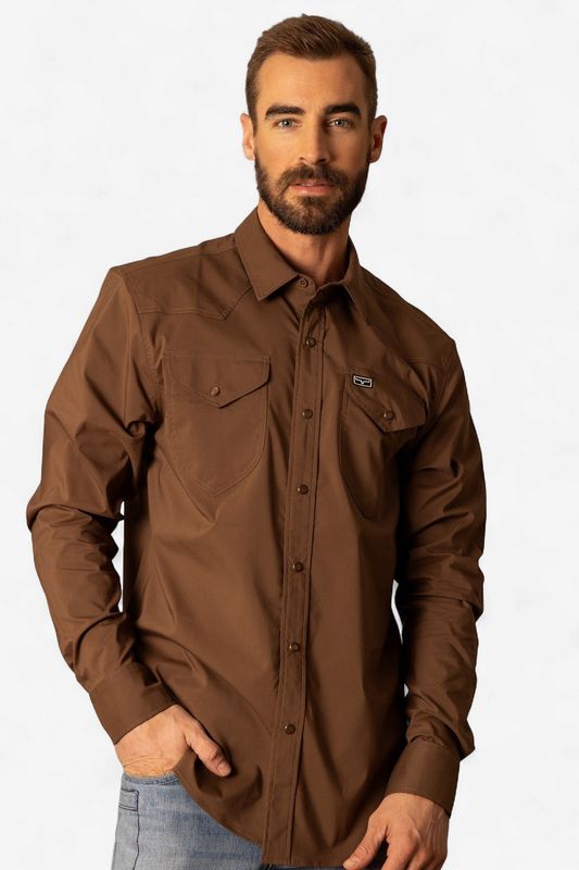 Blackout Dress Shirt - Brown - Kimes Ranch