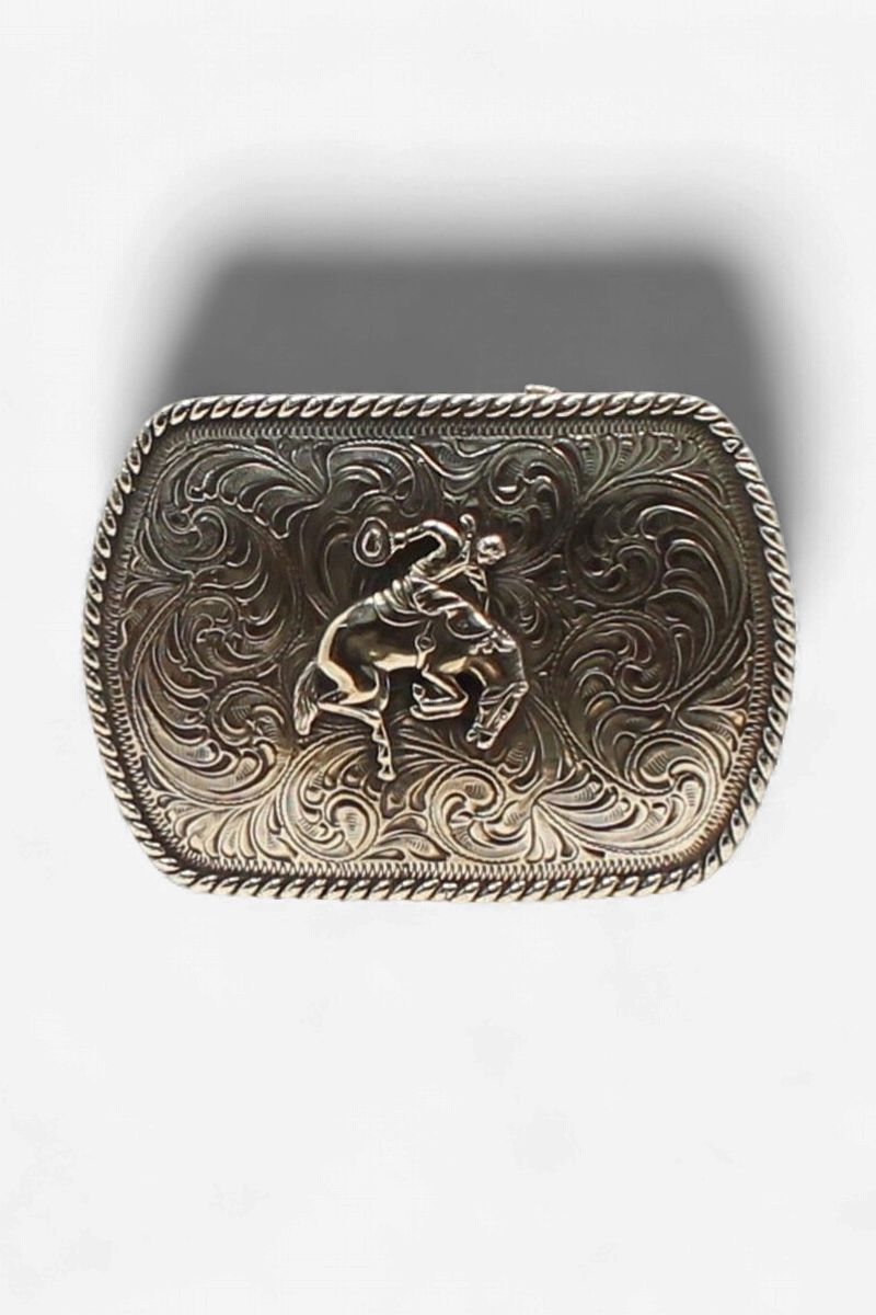Bucking Bronco Rope Edge Belt Buckle