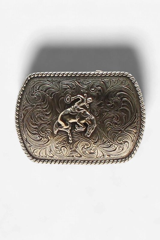 Bucking Bronco Rope Edge Belt Buckle