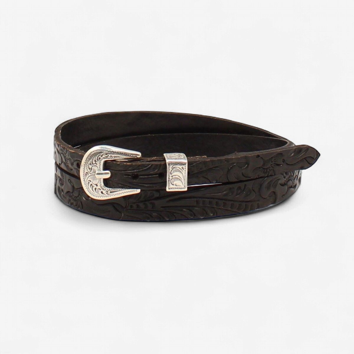 Tapered 3/8" - 1/2" Black Floral Tooled Hatband - Twister