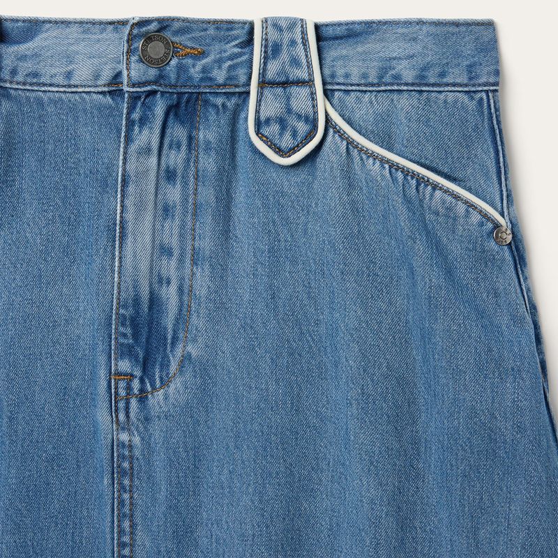A-Line Piped Denim Skirt