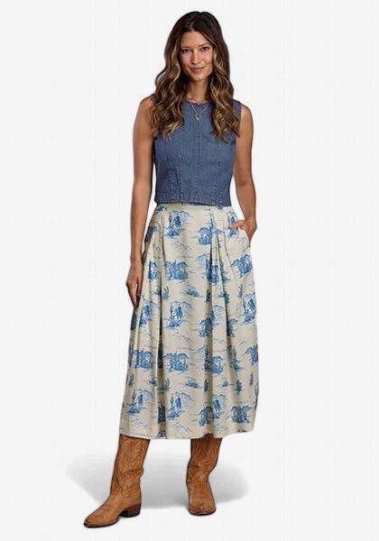 Cowboy Toile Midi Skirt - Stetson