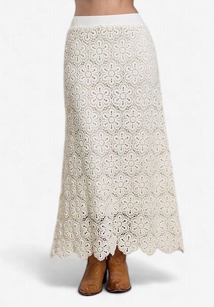 Novelty Solid Crochet Midi Length Skirt - Women's