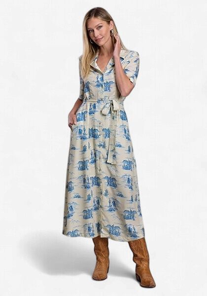 Western Style Dress Stetson Prints Flat Rayon - Women's - Stetson