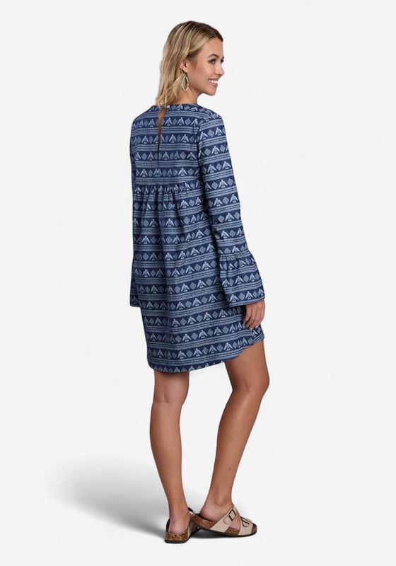V Neck Blue Thunderbird Denim Dress